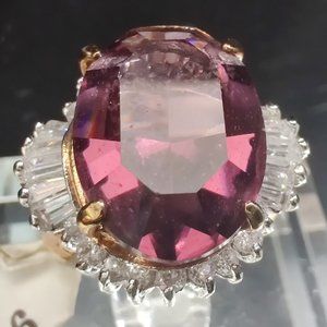 Vtg NOS NWT 80's Art Deco Revival Purple Ring Sz 6